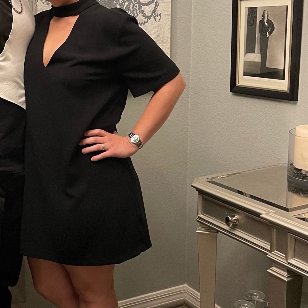 Zara XL Black Neck Cutout Mini Dress GUC